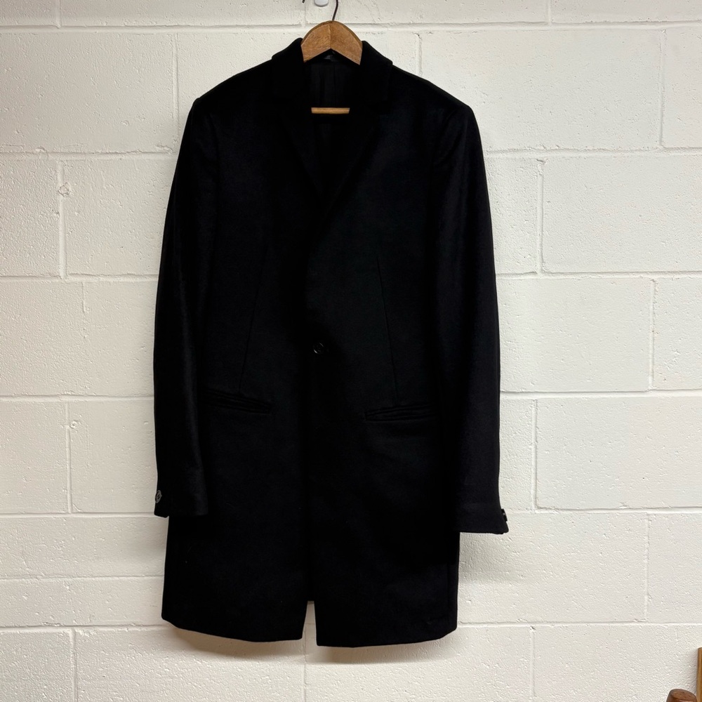 All Saints Men's Black Wool Button up Coat